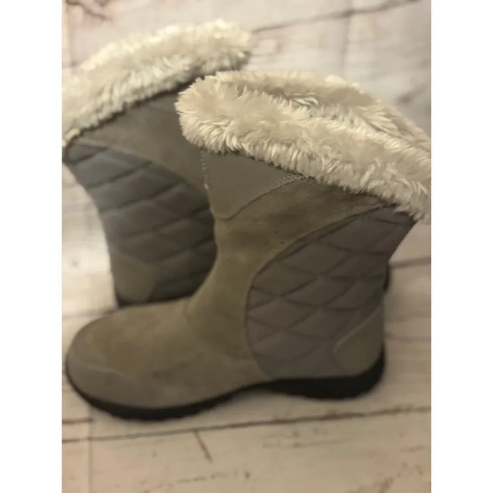 Columbia Gray Suede Fur Top Winter Warm Snow Boots Women’s Size 6